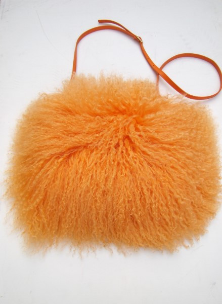 Muff Tibet Lammfell Muff mit Tasche und Handwärmer Orange