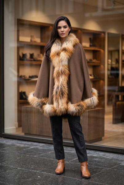 Pelz Cape Kaschmir kanadischer Rotfuchs Poncho