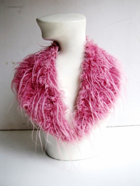 Tibetlamm Fellkragen rosa pink