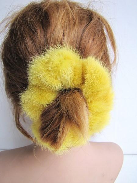 Zopfgummi Scrunchie Haargummi aus Nerz gelb