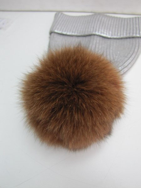Mützenbommel aus echt Fell Fuchs braun