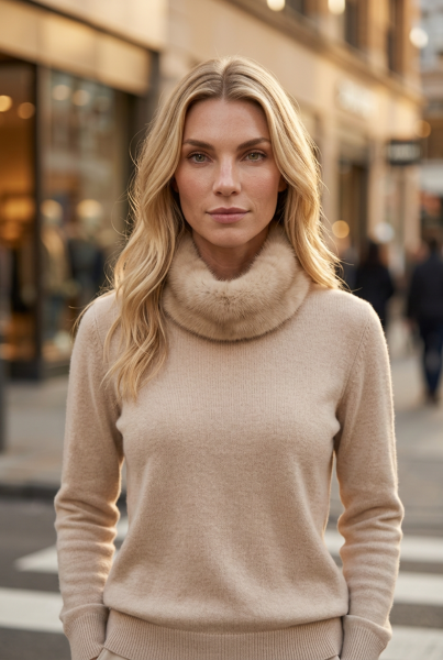 Nerz Pelzkragen Pelz Loop Creme