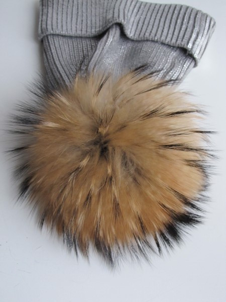 Mützen Pelzpompon Raccoon natur groß