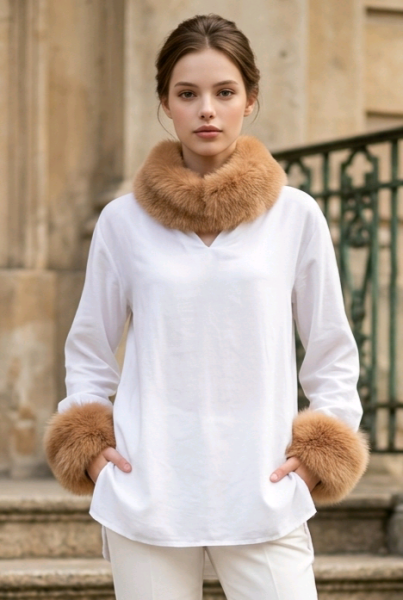 Fuchs Pelzmanschetten und Loop echt Fuchsfell taupe beige